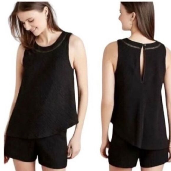 Elevenses Anthropologie Santa Ana Black Shorts Romper Size M - Picture 1 of 12